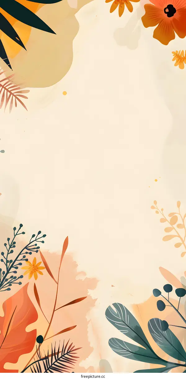 Abstract Watercolor Floral Background with Minimalist Style