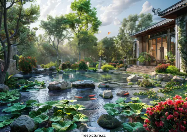 Tranquil Asian Garden Exterior Landscape Design