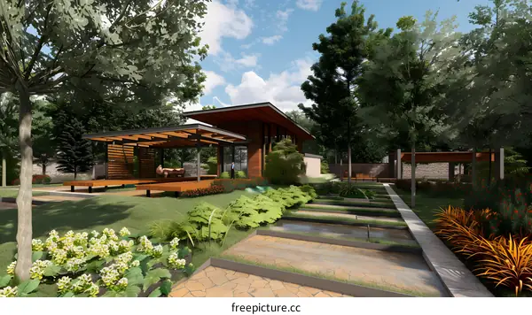 Modern House With Pergola and Outdoor Patio