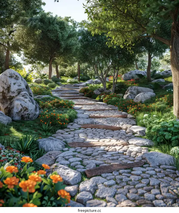 Stone Pathway through the Green Park