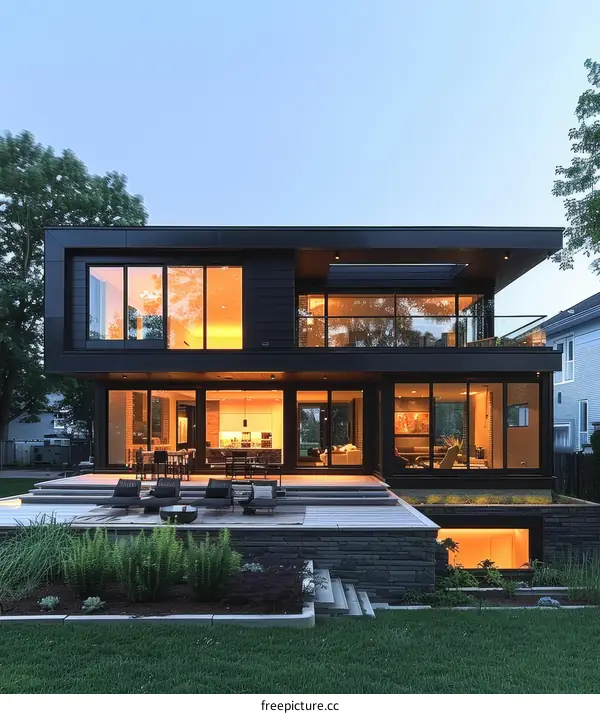 Modern Black House With Expansive Windows