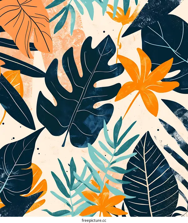 Tropical Leaves Pattern Digital Art