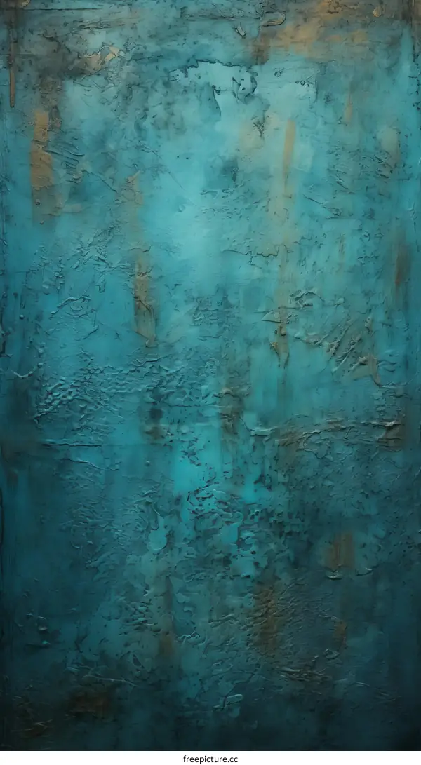 Teal and Gold Abstract Painting