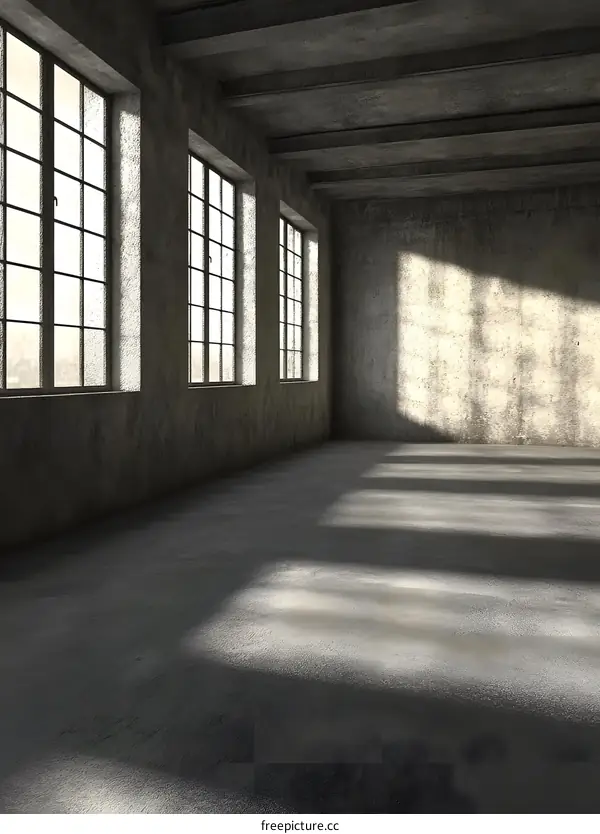 Empty Room with Concrete Walls and Windows