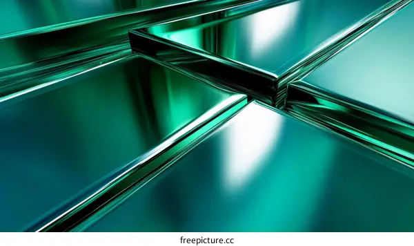 Abstract Teal Glass Geometric Shapes