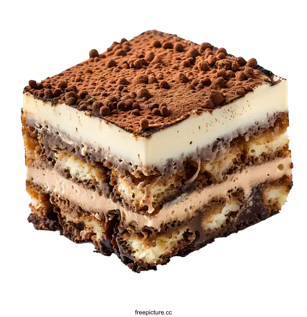 [Transparent Background PNG]Slice of delicious Tiramisu cake