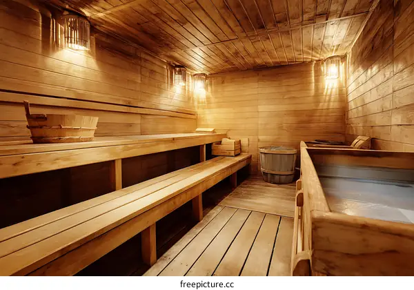 Traditional Wooden Sauna Room Interior Design