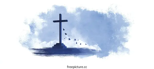Religious Cross in a Watercolor Style Illustration