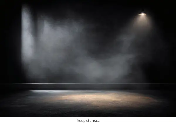 Dark Studio Room with Spotlight and Fog