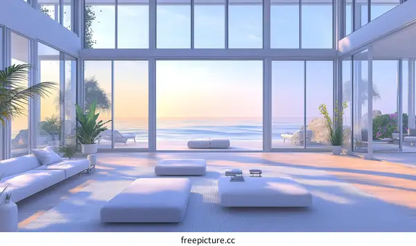 Modern Coastal Living Room Illustration