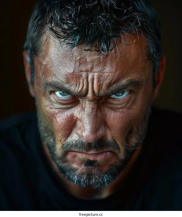 Closeup Angry Male Portrait