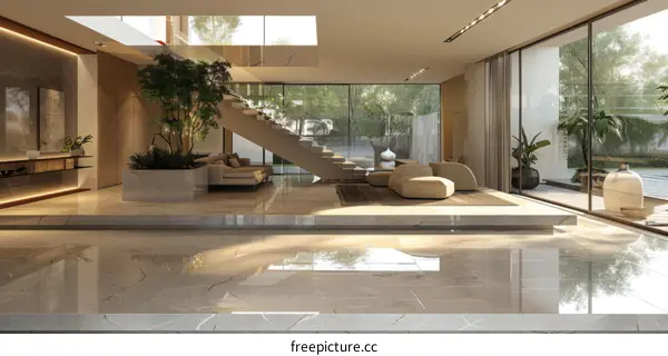 Modern house interior with open floor plan