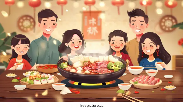 Family Gathering for Hotpot Dinner on Lunar New Year's Eve