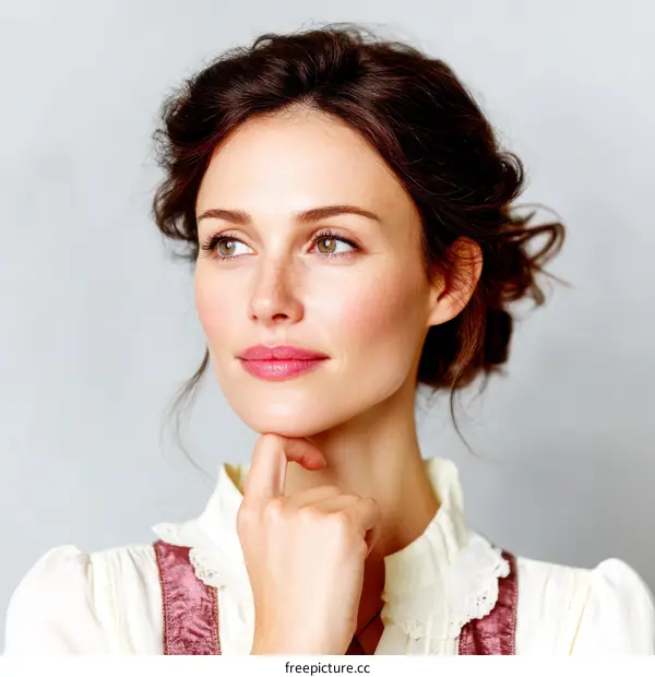 Thoughtful Woman in Elegant Attire
