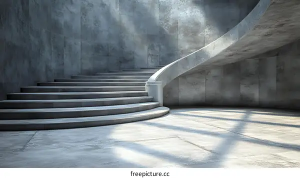 Modern Concrete Staircase with Light Shining Through