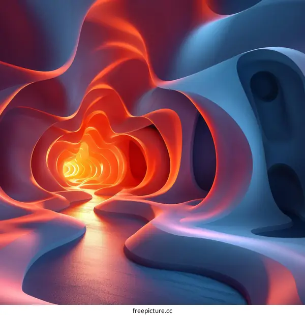 Abstract Alien Cave Structure: Blue and Orange