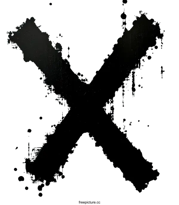 [Transparent Background PNG]Abstract Black X on White Canvas