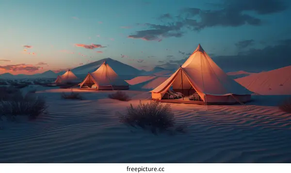 Luxury Tents in the Desert at Sunset