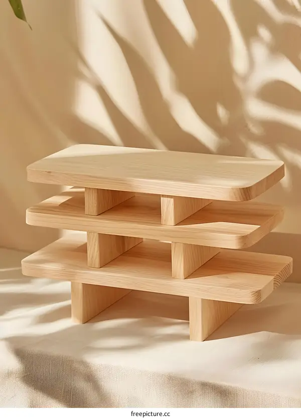 Wooden tiered display stand shelf for home decor