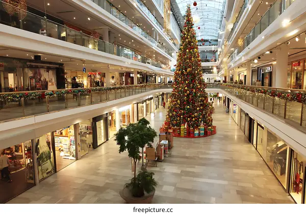 Christmas Shopping Mall with Multiple Floors