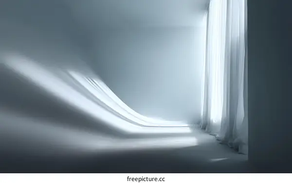 Empty Room with Sunlight Through White Curtains