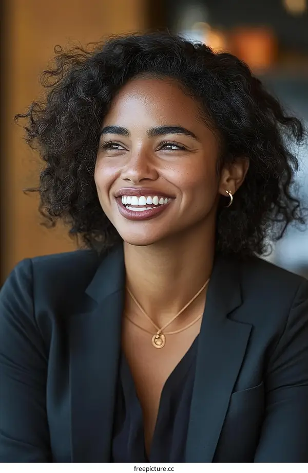 Smiling Woman in Business Outfit