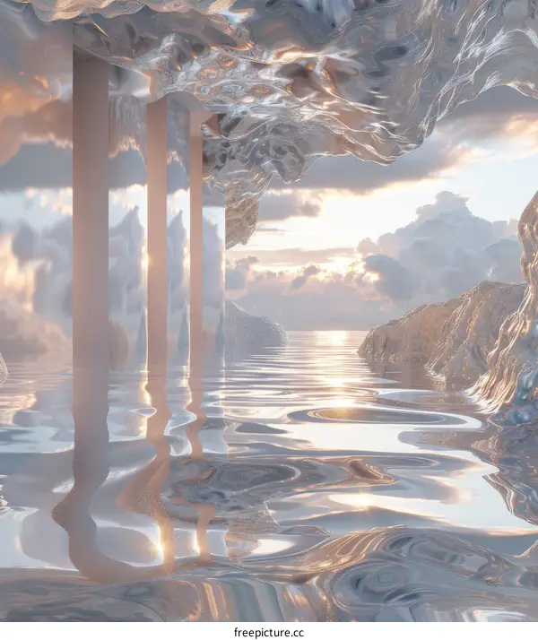 Abstract Dreamy Water Reflection Landscape