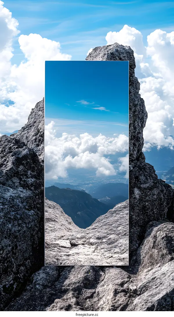 Mountain View Through Rock Frame