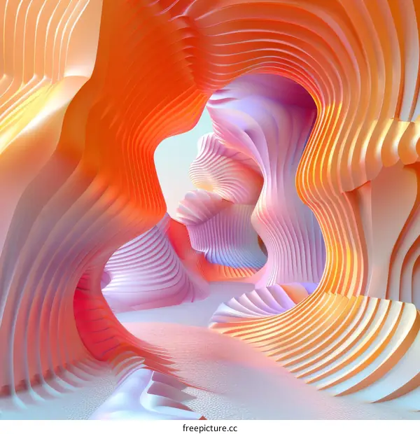 Captivating 3D Rendering: Vibrant, Curvaceous Cave