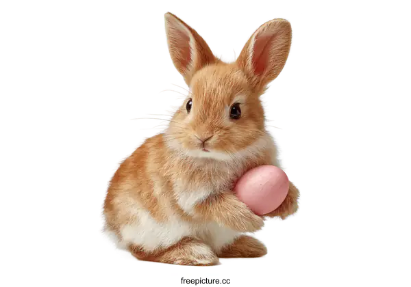 [Transparent Background PNG]Adorable Baby Easter Bunny Holding Egg