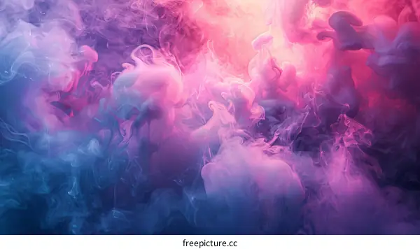 Colorful smoke. Pink, blue and purple smoke