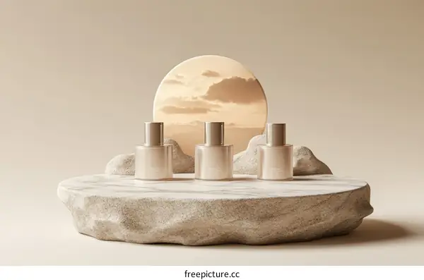 Elegant Cosmetic Display with Natural Elements