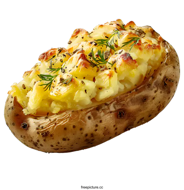 [Transparent Background PNG]Baked Potato with Cheese and Dill