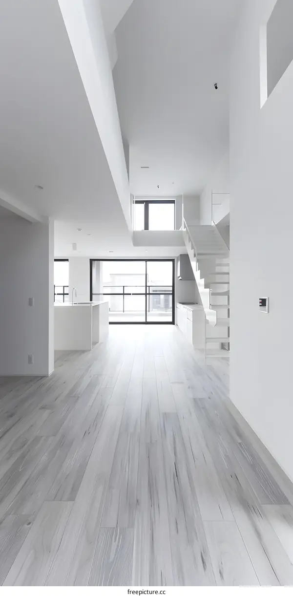 Minimalist White Interior Design Open Floor Plan Modern Home