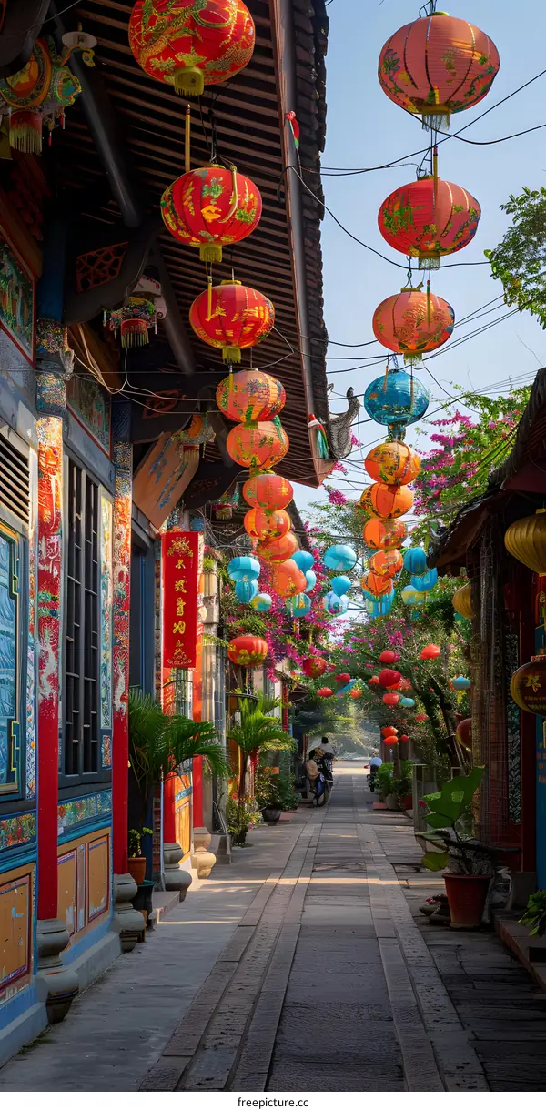 Lantern Decorated Street in Vietnam