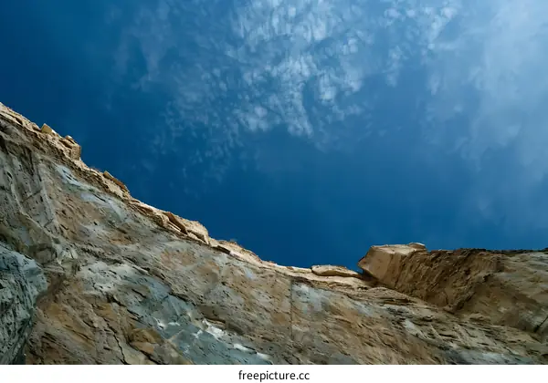 Blue Sky View From Cliff Face