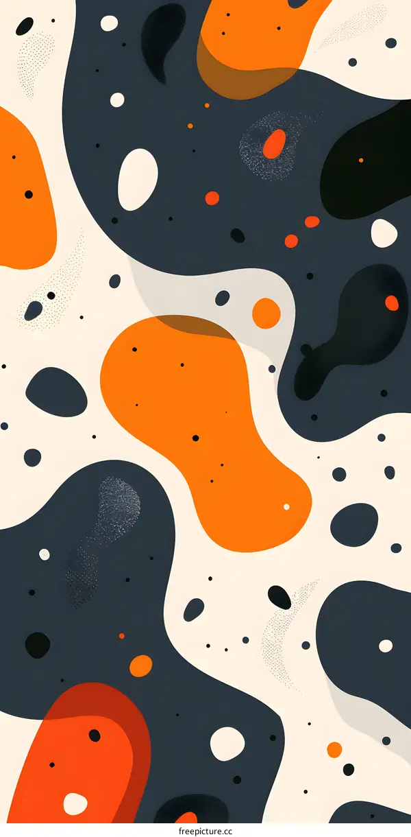 Abstract Orange and Blue Liquid Shapes Pattern