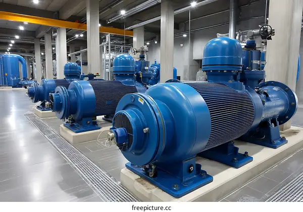 Industrial Pumps and Motors in a Modern Facility