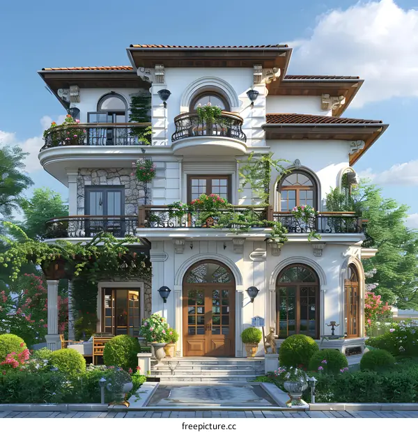 European-style villa with beautiful exterior