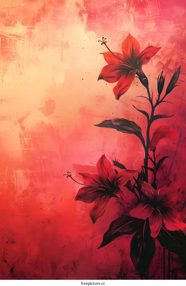 Red flowers on a red background