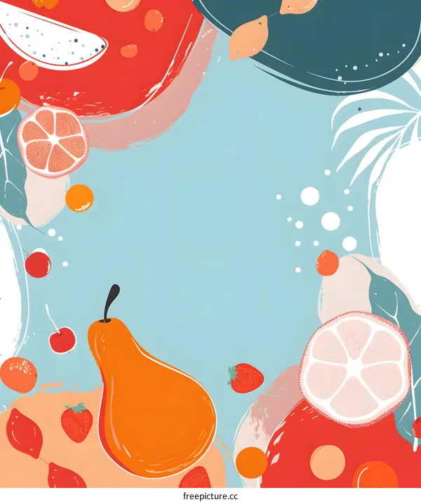 Abstract Fruit Illustration Background With Blue Color