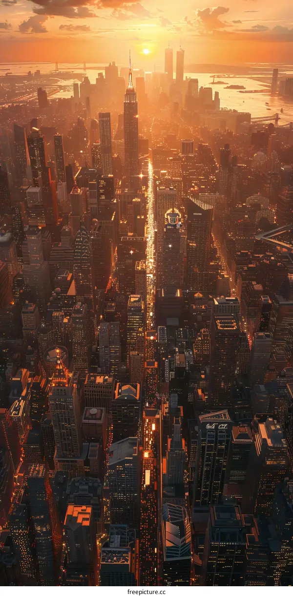 New York City Skyline at Sunset