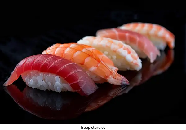 A variety of delicious sushi