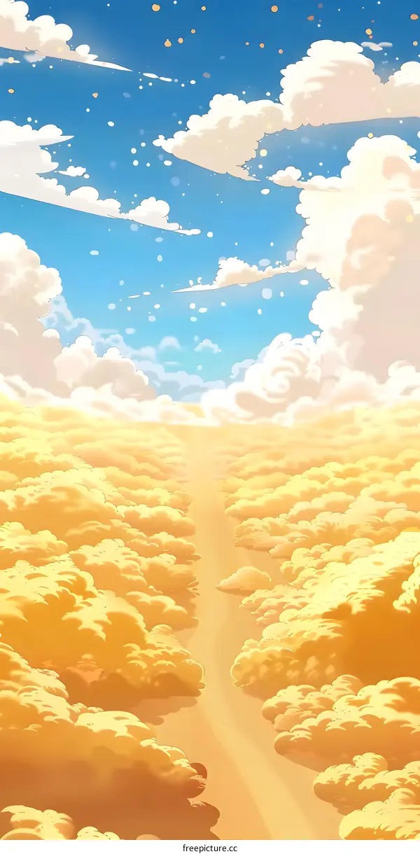 Golden Clouds Path to Heaven Illustration