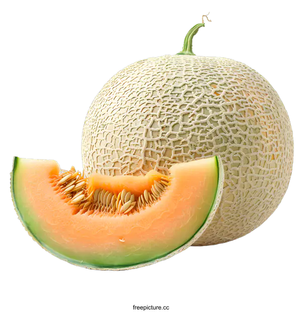 [Transparent Background PNG]Fresh Cantaloupe Melon and Slice