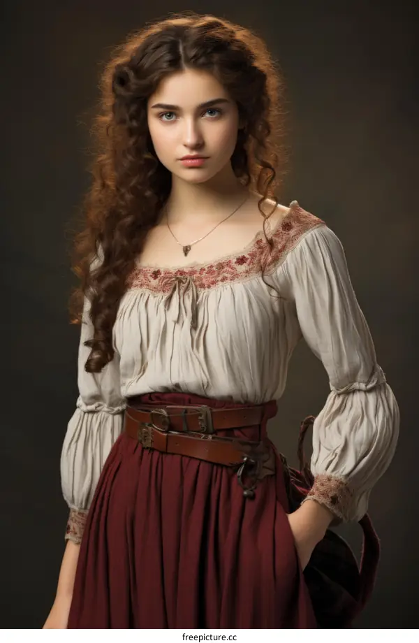 Portrait of a young woman in a historical gown