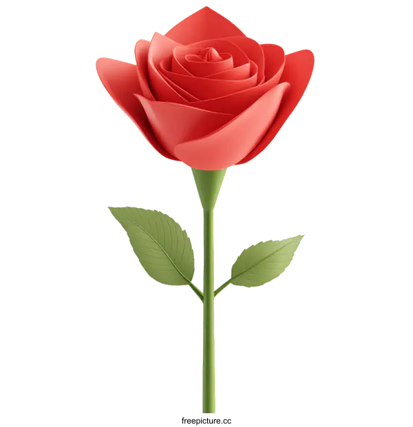[Transparent Background PNG]Beautiful 3D Red Rose Illustration