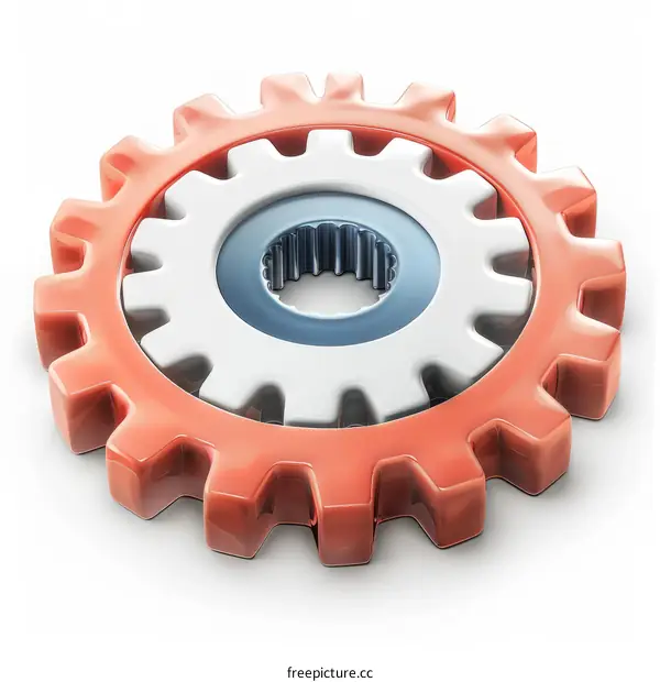 3D illustration of a gear with red, white and blue colors