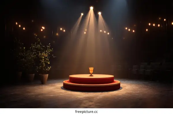Empty Stage with Spotlight and Podium