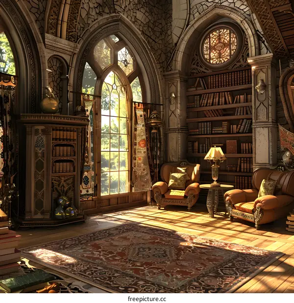 Vintage Style Reading Room Interior Design